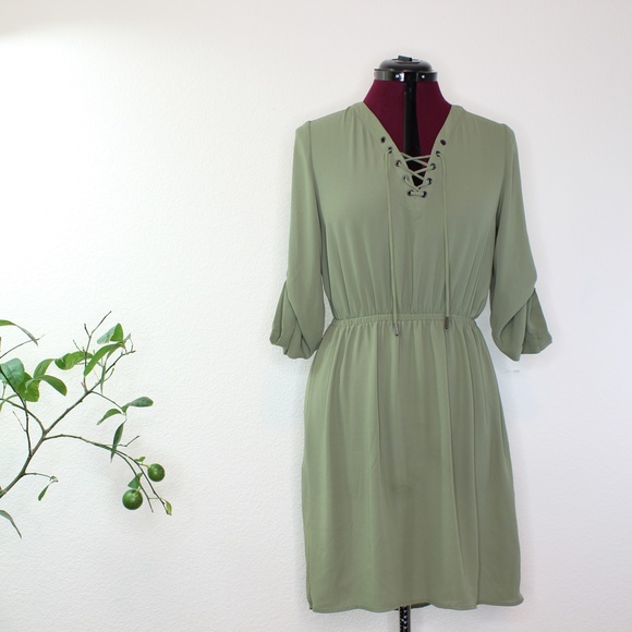 Sold Mossimo Army Green Sheer 3/4 sleeve - Picture 4 of 14